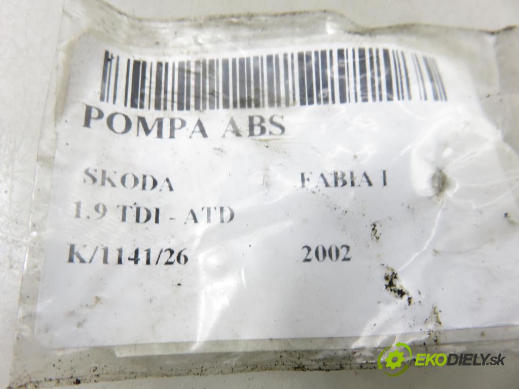 SKODA FABIA I (6Y2) HB 2002 74,00 1.9 TDI PD 100 - ATD 1896,00 Pumpa ABS 6Q0614417E ; 0265224011 ; 0265900009 (Pumpa ABS)