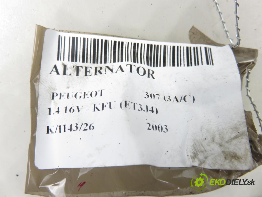 PEUGEOT 307 (3A/C) HB 2003 65,00 1.4 16V - KFU (ET3J4) 1360,00 Alternátor 9649611780 (Alternátor)
