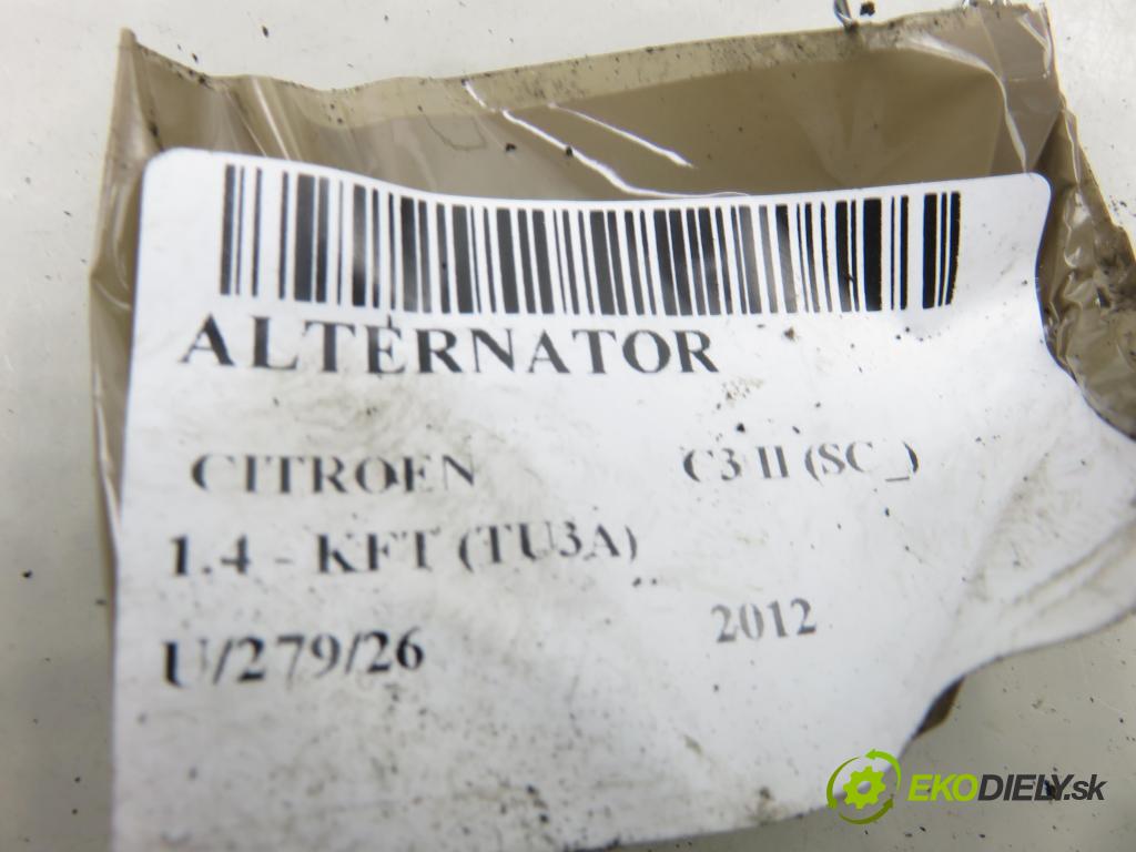 CITROEN C3 II (SC_) HB 2012 54,00 1.4 - KFT (TU3A) 1360,00 Alternátor 9666030280 ; A005TG1392B (Alternátor)