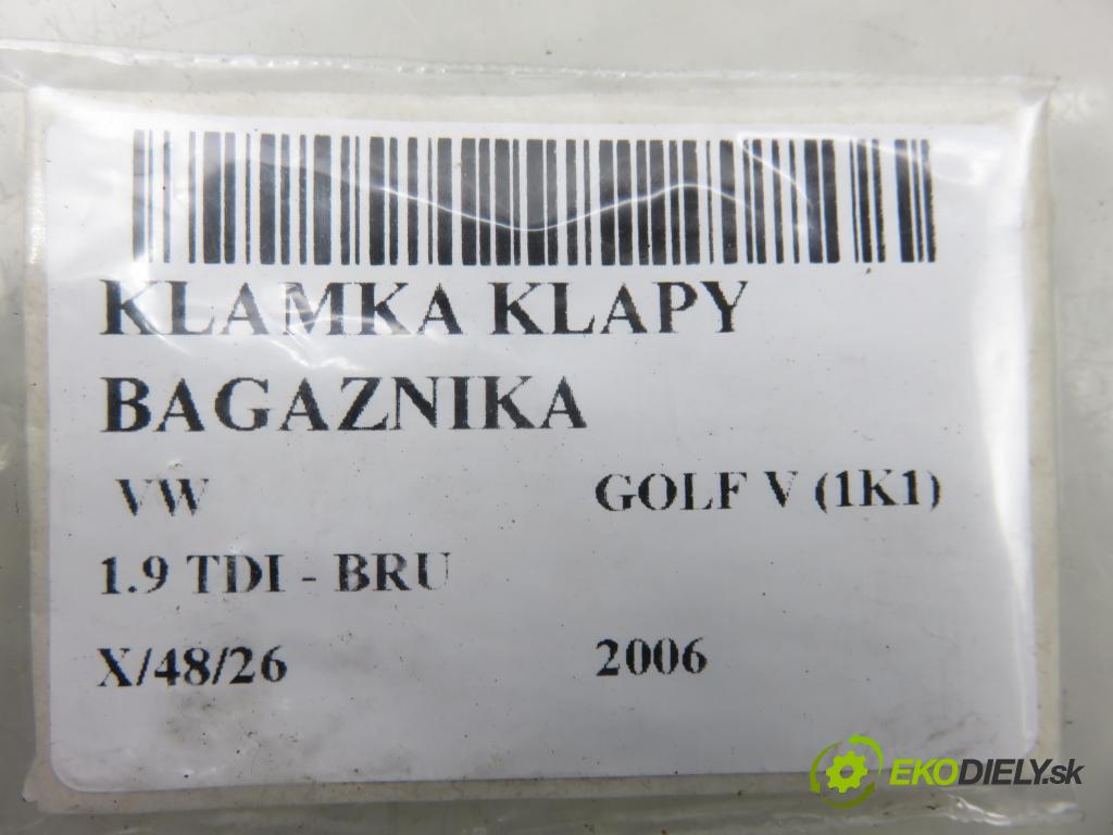 VW GOLF V (1K1) HB 2006 66,00 1.9 TDI PD 90 - BRU 1896,00 Kľučka dverí kufor 1K0827469E
