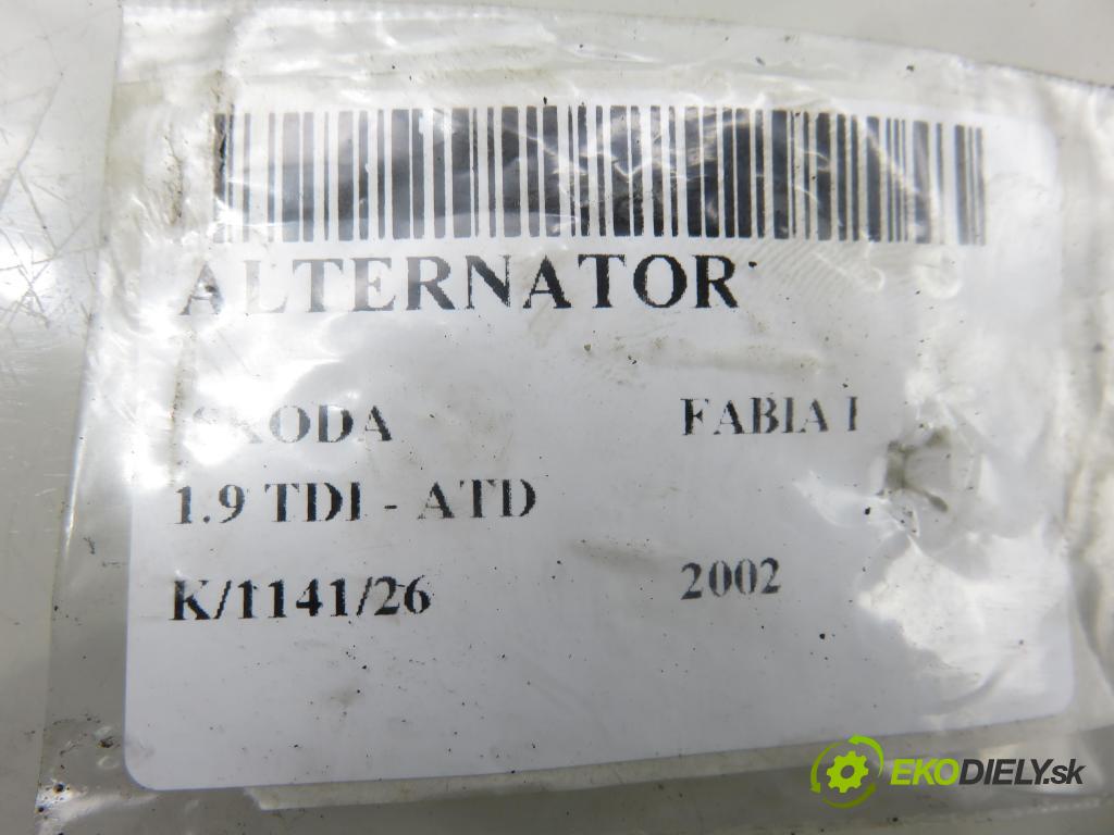 SKODA FABIA I (6Y2) HB 2002 74,00 1.9 TDI PD 100 - ATD 1896,00 Alternátor 028903031 ; 0124515083 (Alternátor)