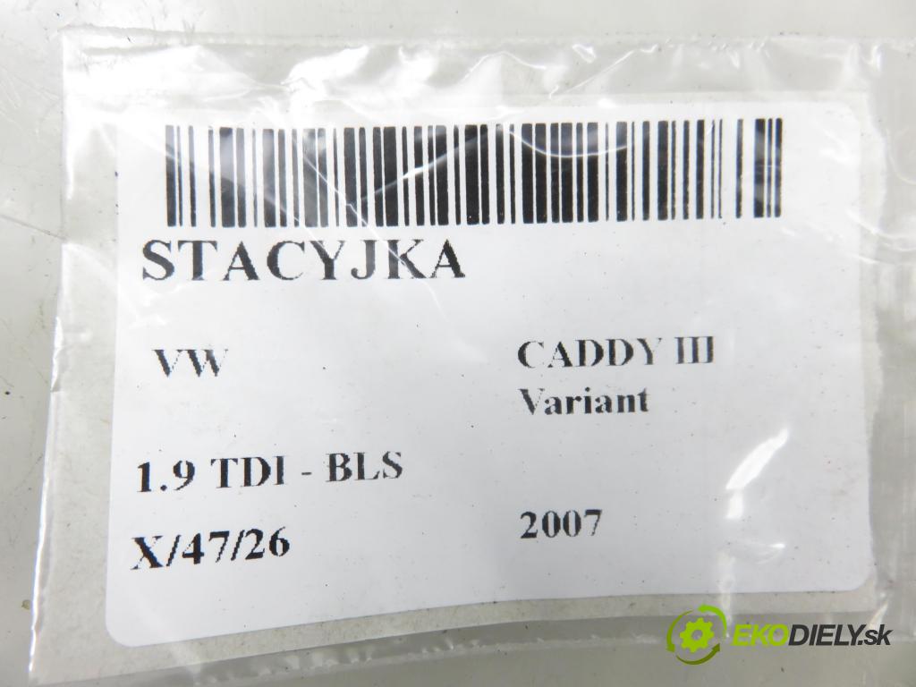 VW CADDY III Variant (2KB, 2KJ, 2CB, 2CJ) KOMBIVAN 2007 77,00 1.9 TDI PD 105 1896,00 spínačka 1K0905851B (Spínací skříňka)