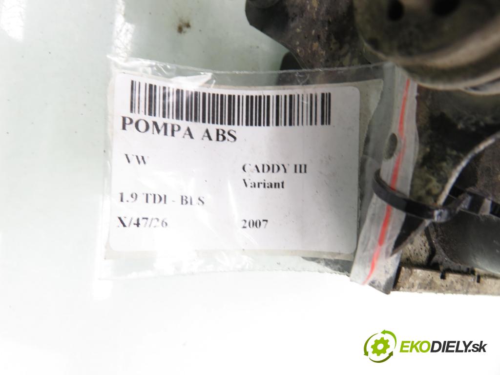 VW CADDY III Variant (2KB, 2KJ, 2CB, 2CJ) KOMBIVAN 2007 77,00 1.9 TDI PD 105 1896,00 pumpa ABS 10097003153 ; 1K0907379P ; 10020701074 (Pumpa ABS)