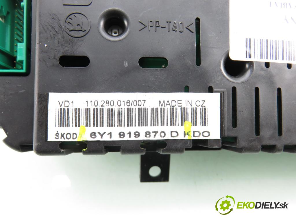 SKODA FABIA I (6Y2) HB 2002 74,00 1.9 TDI PD 100 - ATD 1896,00 prístrojovka elektrický 6Y1919870D