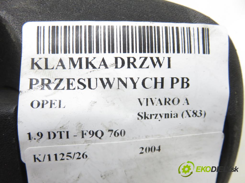 OPEL VIVARO A Skrzynia (X83) FURGON 2004 74,00 1.9 DTI - F9Q 760 1870,00 klika dveře posúvne PB