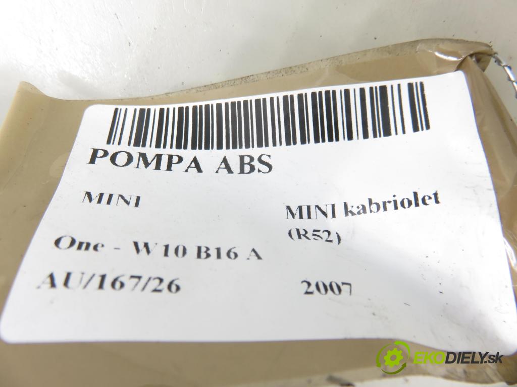MINI MINI kabriolet (R52) CABRIO 2007 66,00 One - W10 B16 A 1598,00 pumpa ABS 10097008523 ; 6765325 ; 10020700154 (Pumpa ABS)