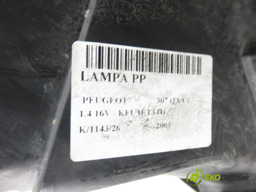 PEUGEOT 307 (3A/C) HB 2003 65,00 1.4 16V - KFU (ET3J4) 1360,00 světlo PP 9641615280 ; 89309121