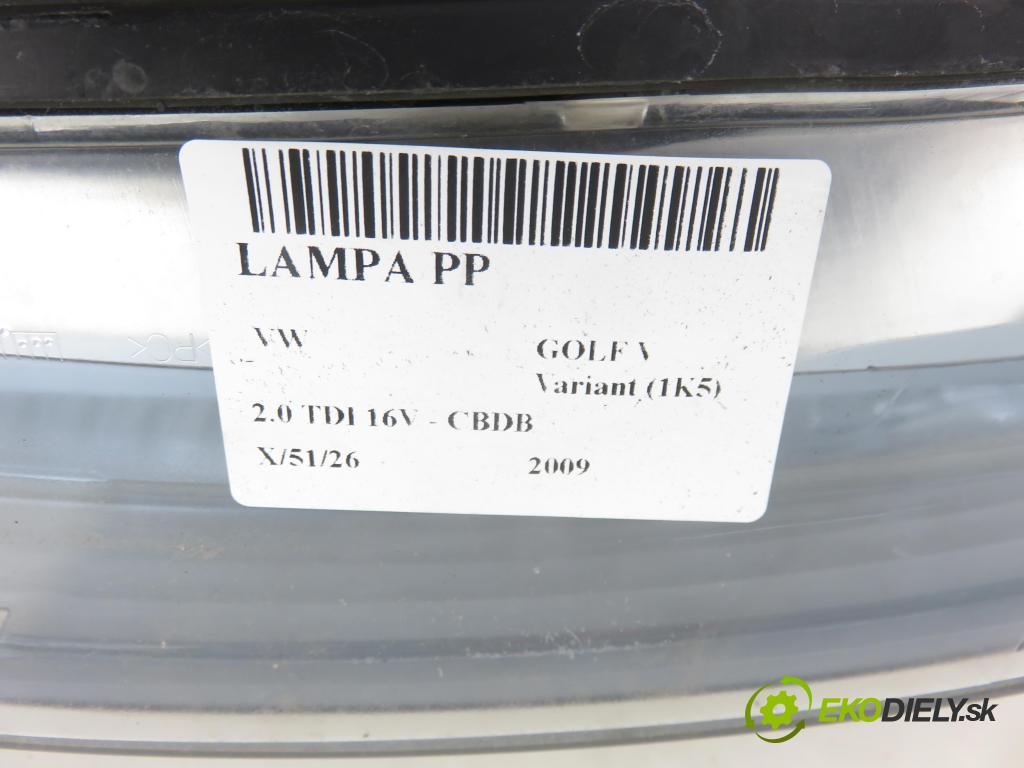 VW GOLF V Variant (1K5) KOMBI 2009 103,00 2.0 TDI 16V - CBDB 1968,00 Svetlo PP 1K6941032 ; 0301212272