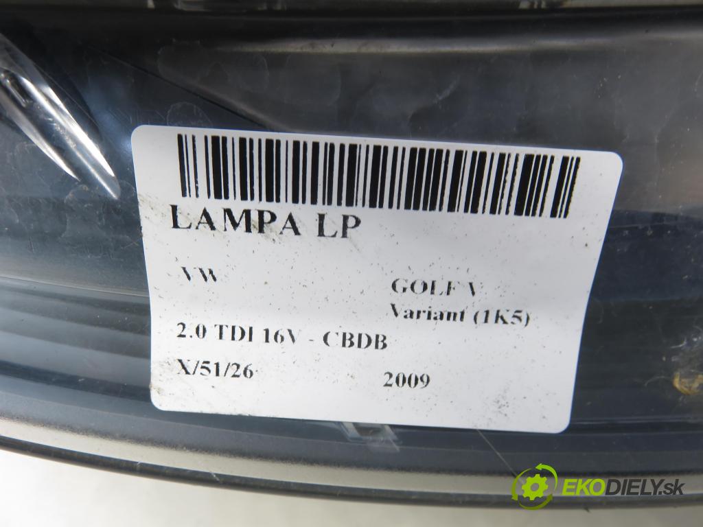 VW GOLF V Variant (1K5) KOMBI 2009 103,00 2.0 TDI 16V - CBDB 1968,00 Svetlo LP 1K6941039 ; 0301212273