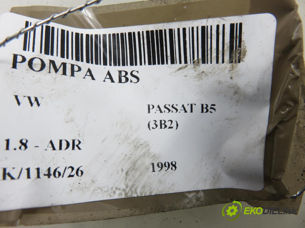 VW PASSAT B5 (3B2) SEDAN 1998 92,00 1.8 20V 125 - ADR 1781,00 Pumpa ABS 8E0614111AB ; 0273004281 ; 0265216559 (Pumpa ABS)
