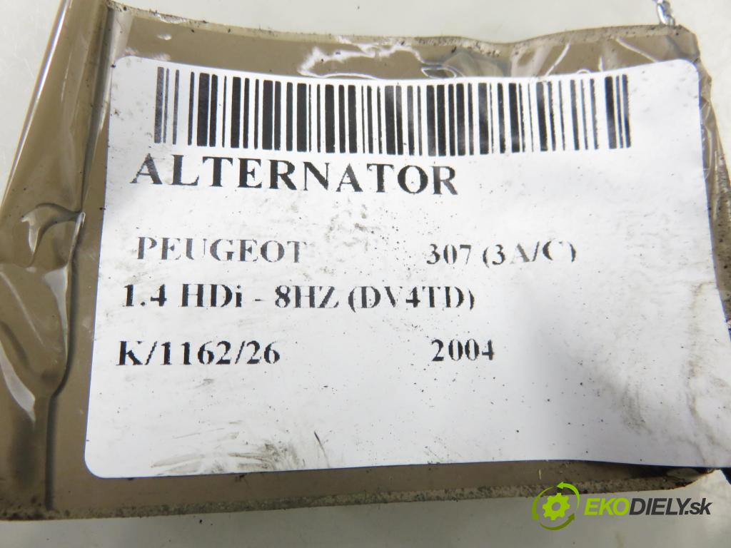 PEUGEOT 307 (3A/C) HB 2004 50,00 1.4 HDi - 8HZ (DV4TD) 1398,00 Alternátor 9646321780 (Alternátor)