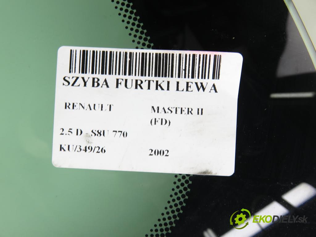 RENAULT MASTER II Skrzynia (FD) FURGON 2002 59,00 2.5 D - S8U 770 2499,00 Okno dvierka ľavá strana