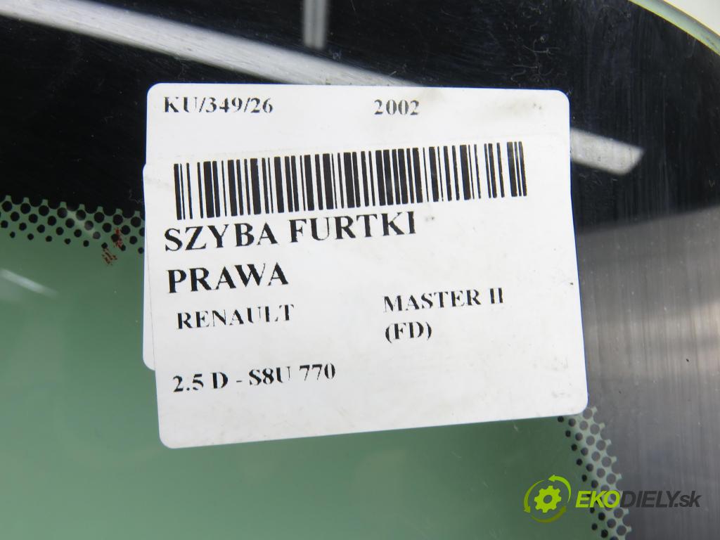 RENAULT MASTER II Skrzynia (FD) FURGON 2002 59,00 2.5 D - S8U 770 2499,00 Okno dvierka pravá