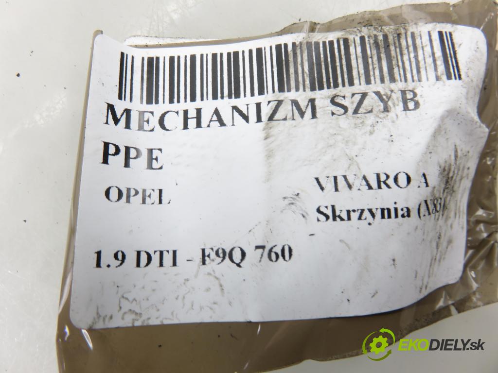 OPEL VIVARO A Skrzynia (X83) FURGON 2004 74,00 1.9 CDTI 101 - F9Q 760 1870,00 mechanismus oken PPE 7700311821C ; 91165705C