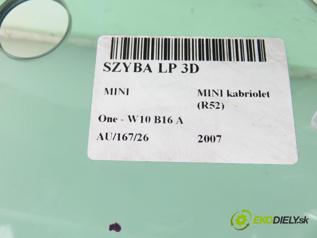 MINI MINI kabriolet (R52) CABRIO 2007 66,00 One - W10 B16 A 1598,00 Okno LP 3D