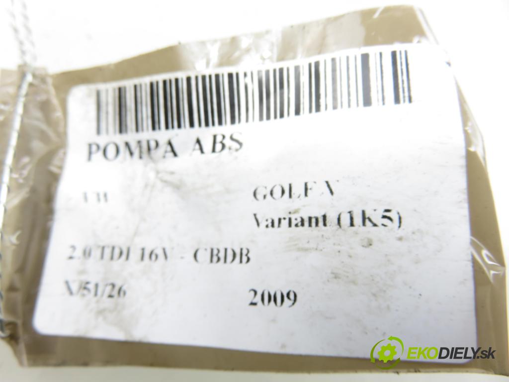 VW GOLF V Variant (1K5) KOMBI 2009 103,00 2.0 TDI 16V - CBDB 1968,00 pumpa ABS 10096103143 ; 10061930671 ; 1K0907379AN (Pumpa ABS)