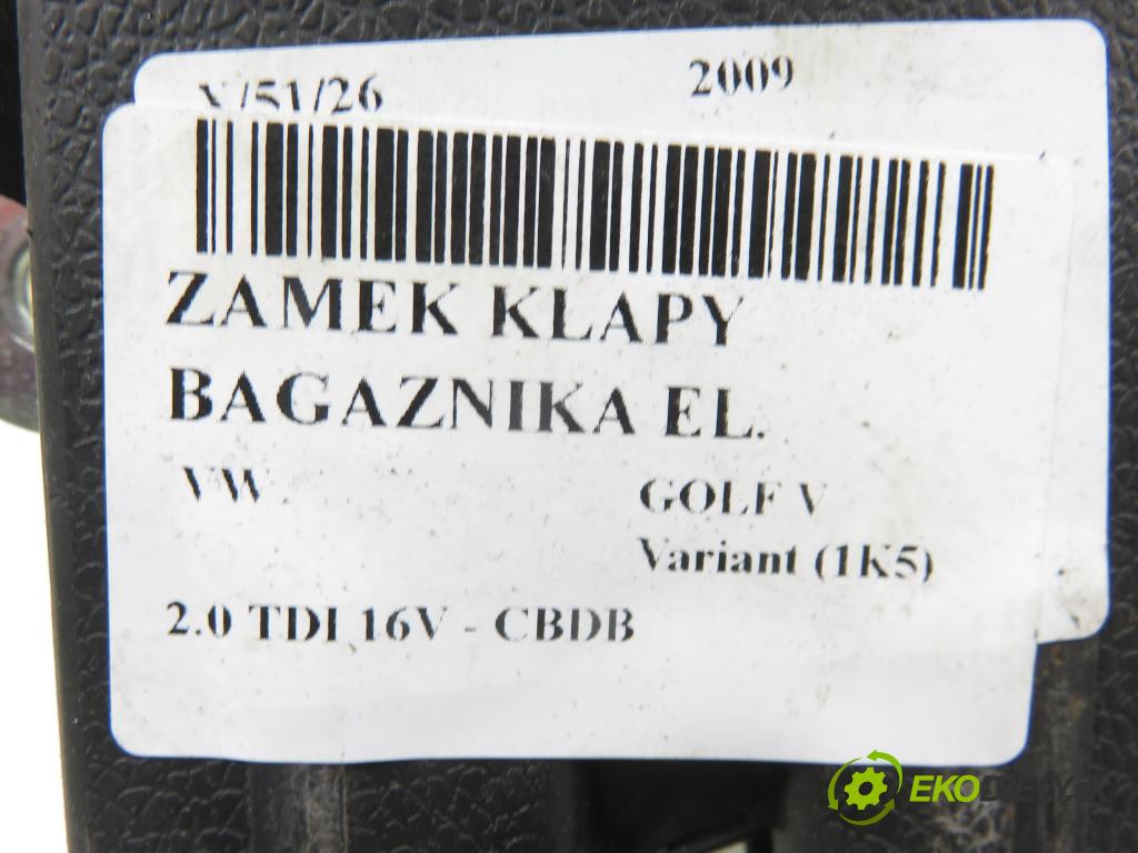 VW GOLF V Variant (1K5) KOMBI 2009 103,00 2.0 TDI 16V - CBDB 1968,00 zámok dverí kufor EL. 5M0827505B ; 3C9827645A