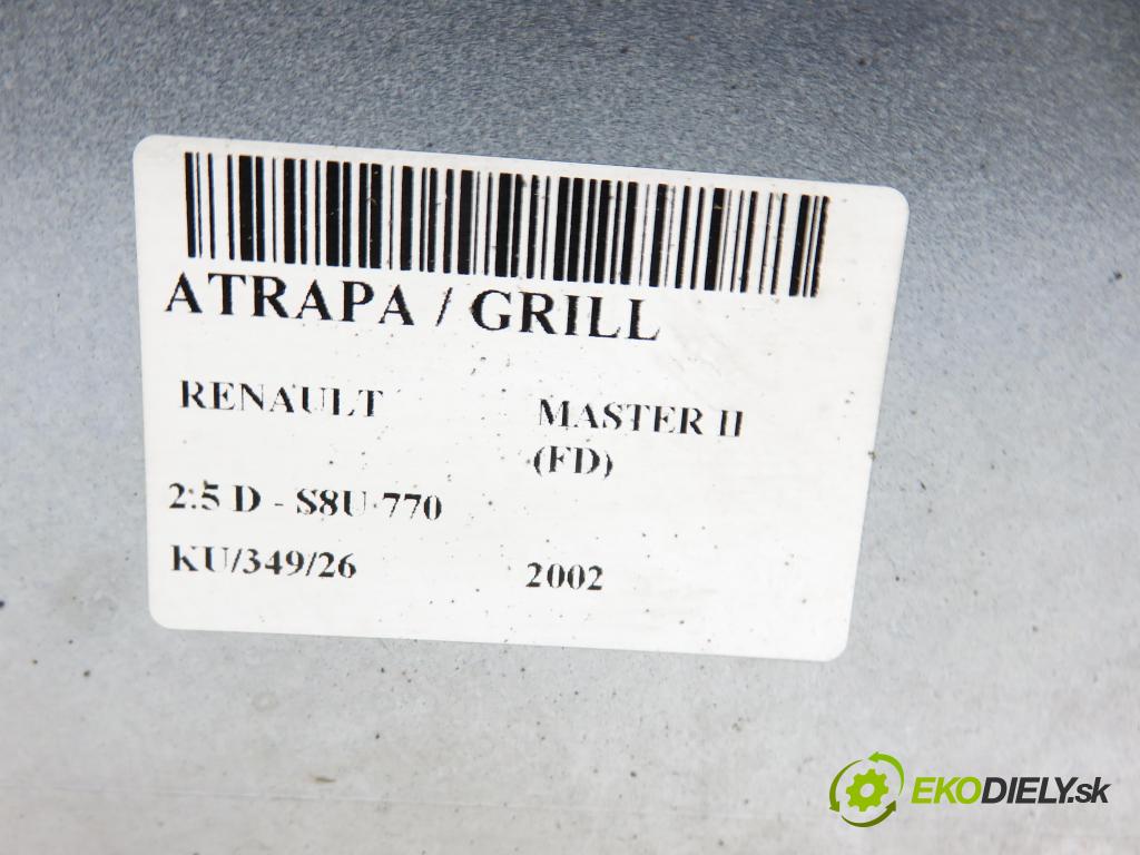 RENAULT MASTER II Skrzynia (FD) FURGON 2002 59,00 2.5 D - S8U 770 2499,00 Mriežka / maska 7700352125
