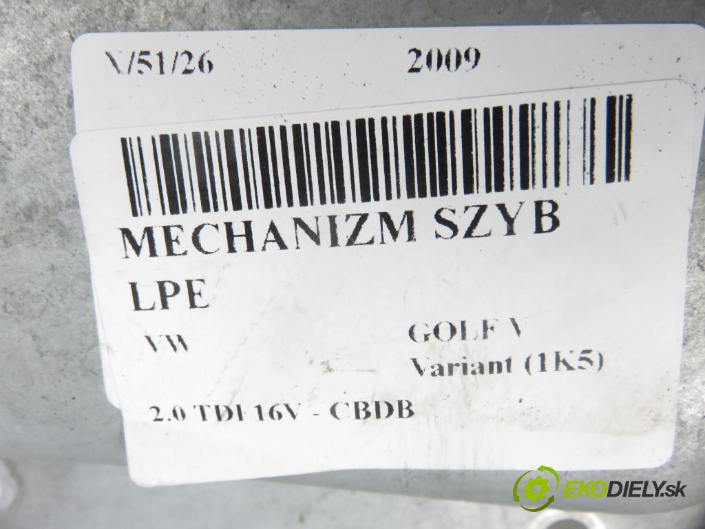 VW GOLF V Variant (1K5) KOMBI 2009 103,00 2.0 TDI 16V - CBDB 1968,00 mechanismus oken 1K5837461B ; 1K0959793P ; 1K5837401AN