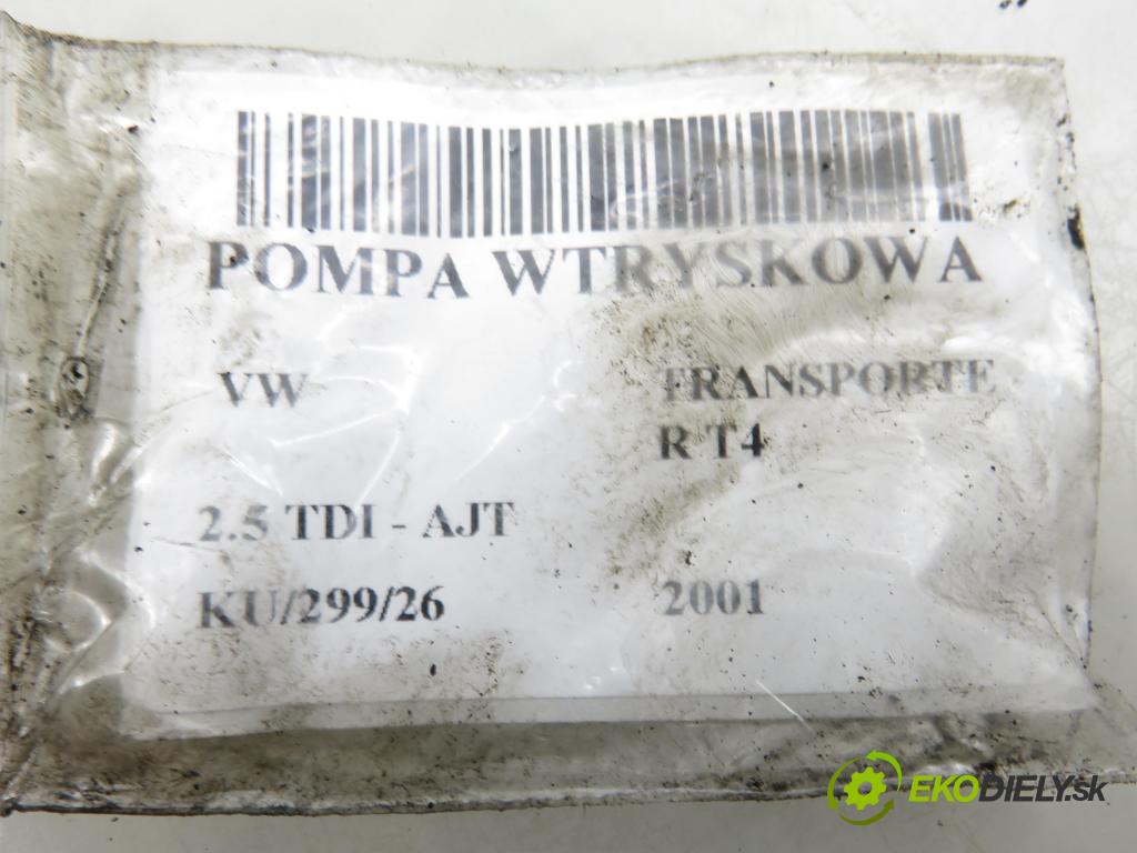 VW TRANSPORTER IV Skrzynia (70XA) FURGON 2001 65,00 2.5 TDI - AJT 2461,00 pumpa vstřikovací 074130115B ; 0460404983 (Vstřikovací čerpadlo)