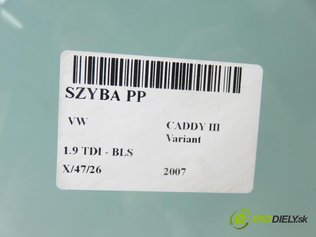 VW CADDY III Variant (2KB, 2KJ, 2CB, 2CJ) KOMBIVAN 2007 77,00 1.9 TDI PD 105 1896,00 Okno PP