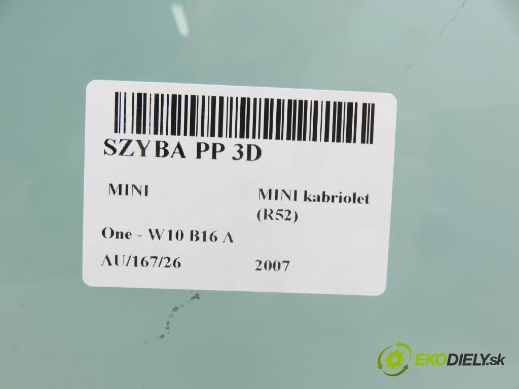 MINI MINI kabriolet (R52) CABRIO 2007 66,00 One - W10 B16 A 1598,00 Okno PP 3D