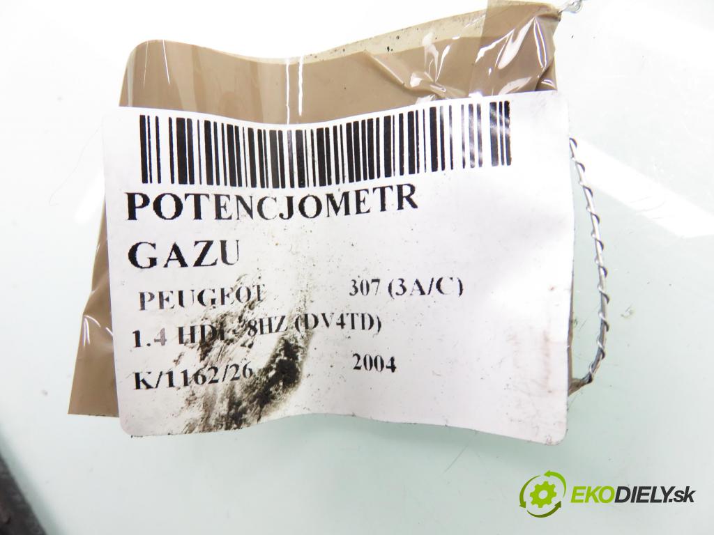 PEUGEOT 307 (3A/C) HB 2004 50,00 1.4 HDi - 8HZ (DV4TD) 1398,00 potenciometr plynového pedálu 0280752251 ; 9646702180 (Potenciometr plynového pedálu)