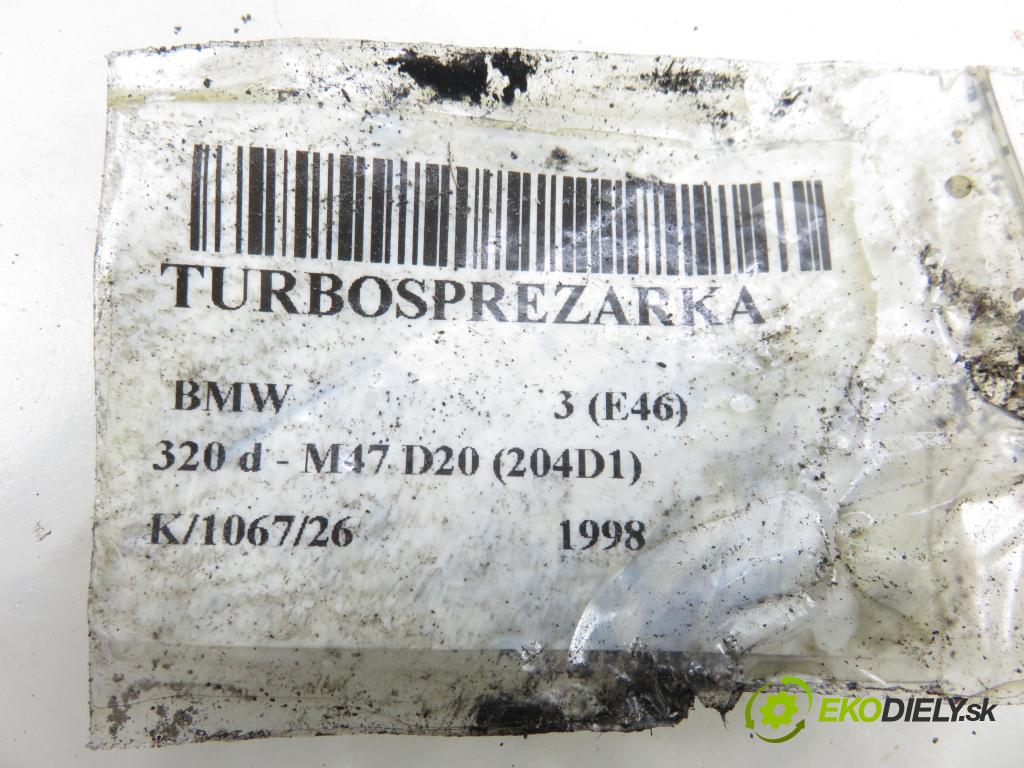 BMW 3 (E46) SEDAN 1998 100,00 320 d - M47 D20 (204D1) 1951,00 RYCHLONABÍJEČKA: 2247297G (Kompletní turbodmychadlo)