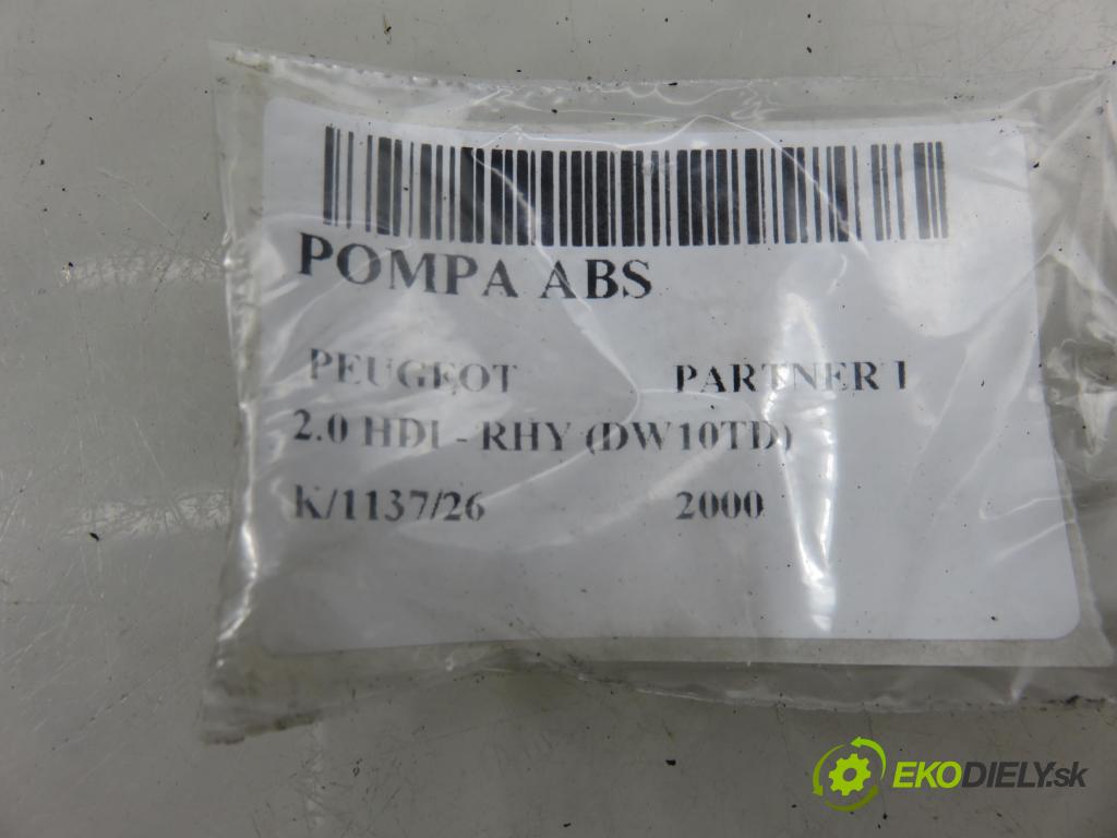 PEUGEOT PARTNER Combispace (5F) KOMBIVAN 2000 66,00 2.0 HDI - RHY (DW10TD) 1997,00 Pumpa ABS 0273004439 ; 9635756480 ; 0265216720 (Pumpa ABS)