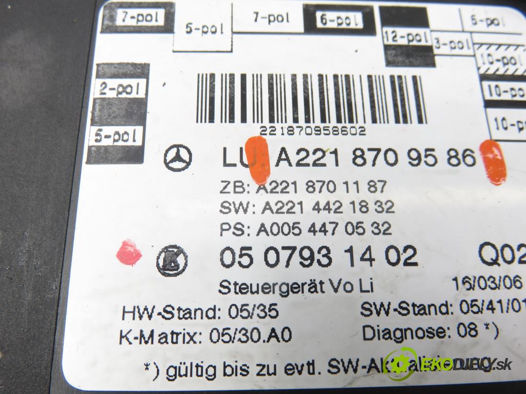 MERCEDES-BENZ KLASA S (W221) SEDAN 2006 173,00 S 320 CDI (221.022, 221.122) - OM 642.930 2987,00 MODUL Dvere A2218709586