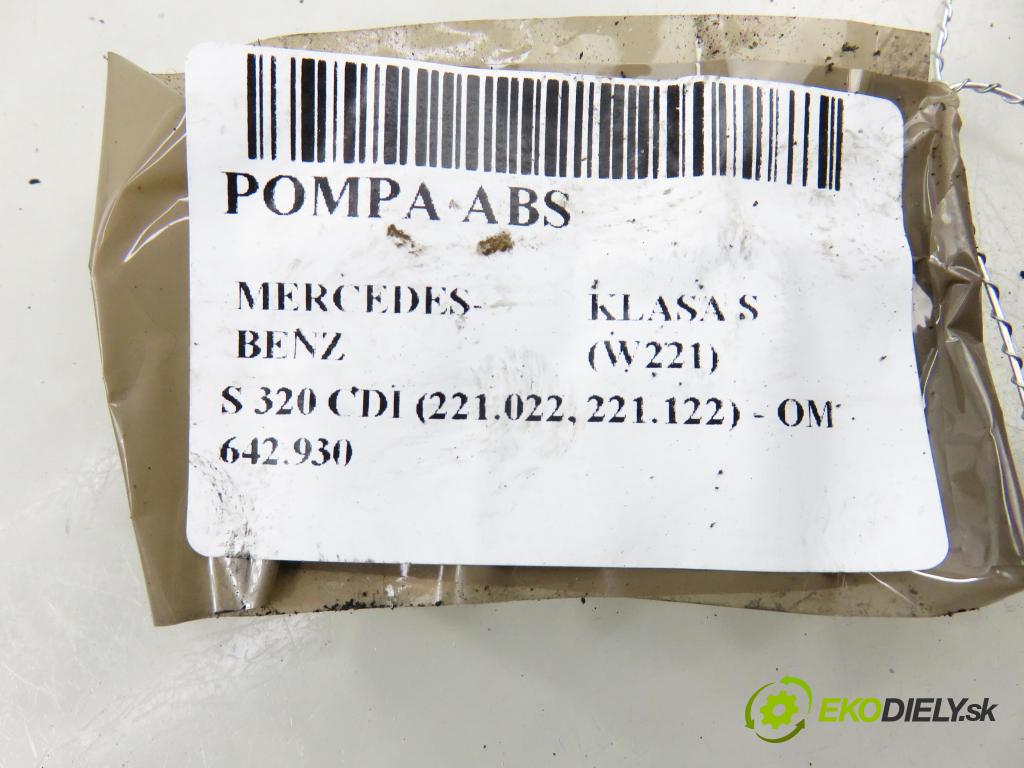 MERCEDES-BENZ KLASA S (W221) SEDAN 2006 173,00 S 320 CDI (221.022, 221.122) - OM 642.930 2987,00 Pumpa ABS 10092615393 ; 10061332403 ; A2215455232 (Pumpa ABS)