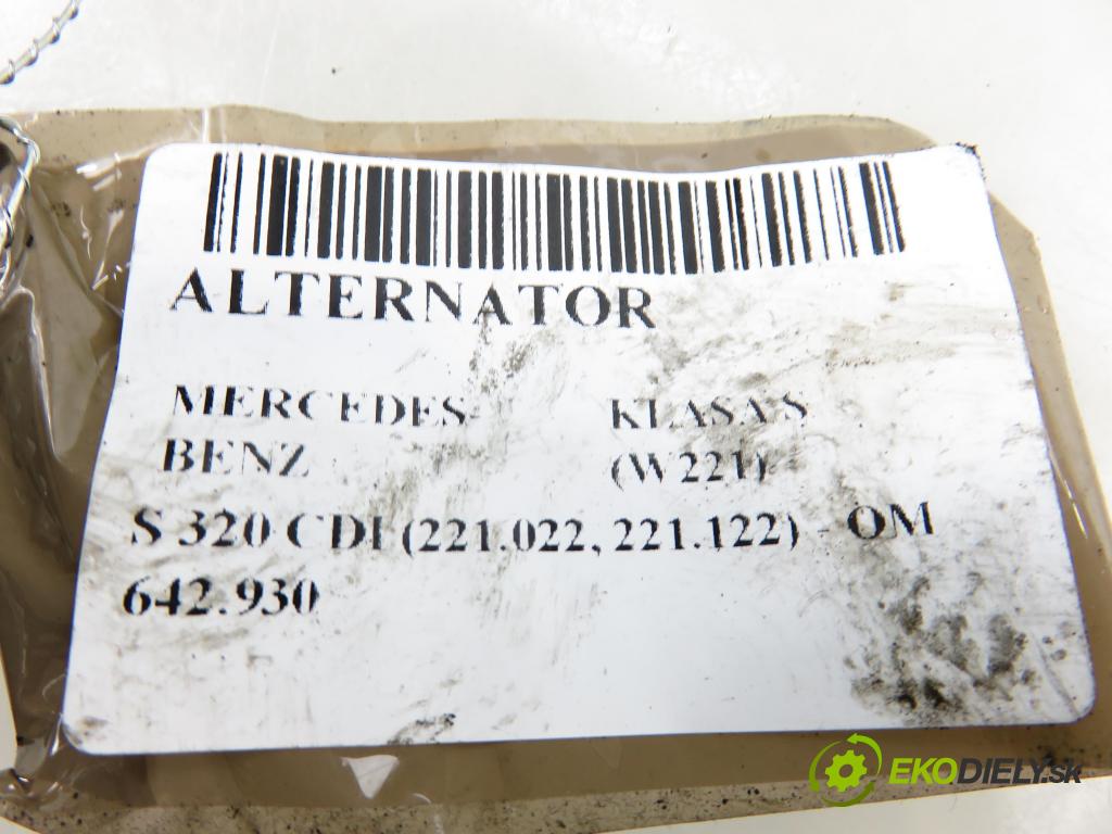 MERCEDES-BENZ KLASA S (W221) SEDAN 2006 173,00 S 320 CDI (221.022, 221.122) - OM 642.930 2987,00 Alternátor 0121813003 ; A0131540902 (Alternátor)