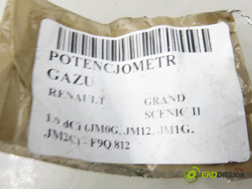 RENAULT GRAND SCENIC II (JM0/1_) HB 2006 88,00 1.9 dCi (JM0G, JM12, JM1G, JM2C) - F9Q 812 1870,00 potenciometr plynového pedálu 8200159647B ; 9646702180 ; F00C3E2427 (Potenciometr plynového pedálu)