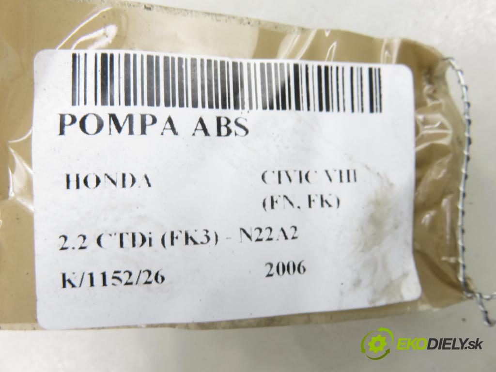 HONDA CIVIC VIII (FN, FK) HB 2006 103,00 2.2 CTDi (FK3) - N22A2 2204,00 Pumpa ABS 0265950530 ; 0265235073 ; 57110SMJE031M1 (Pumpa ABS)