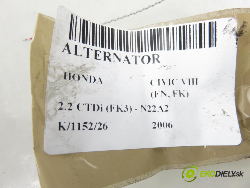 HONDA CIVIC VIII (FN, FK) HB 2006 103,00 2.2 CTDi (FK3) - N22A2 2204,00 Alternátor 1042104860 (Alternátor)