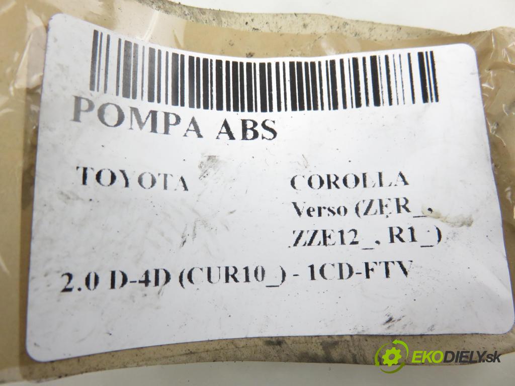 TOYOTA COROLLA Verso (ZER_, ZZE12_, R1_) MINIVAN 2005 85,00 2.0 D-4D (CUR10_) - 1CD-FTV 1995,00 Pumpa ABS 895410F010 ; 0265950130 ; 0265225284 (Pumpa ABS)