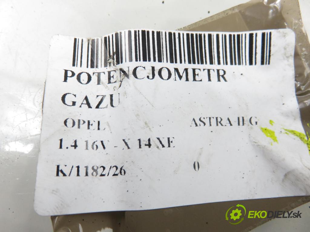 OPEL ASTRA G liftback (T98) HB 2002 66,00 1.4 16V - Z 14 XE 1389,00 potenciometr plynového pedálu 9157998BK ; 6PV00811200 (Potenciometr plynového pedálu)