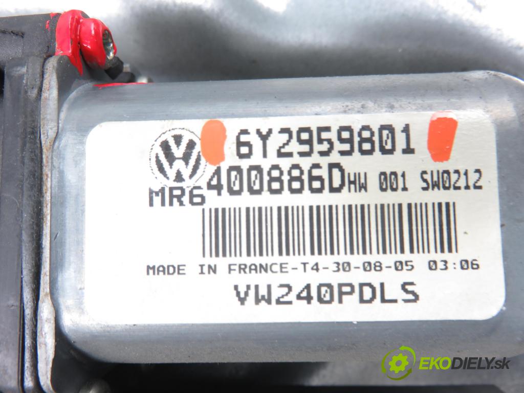 VW POLO (9N_) HB 2006 59,00 1.4 TDI - BNV 1422,00 Mechanizmus okien 6Y2959801