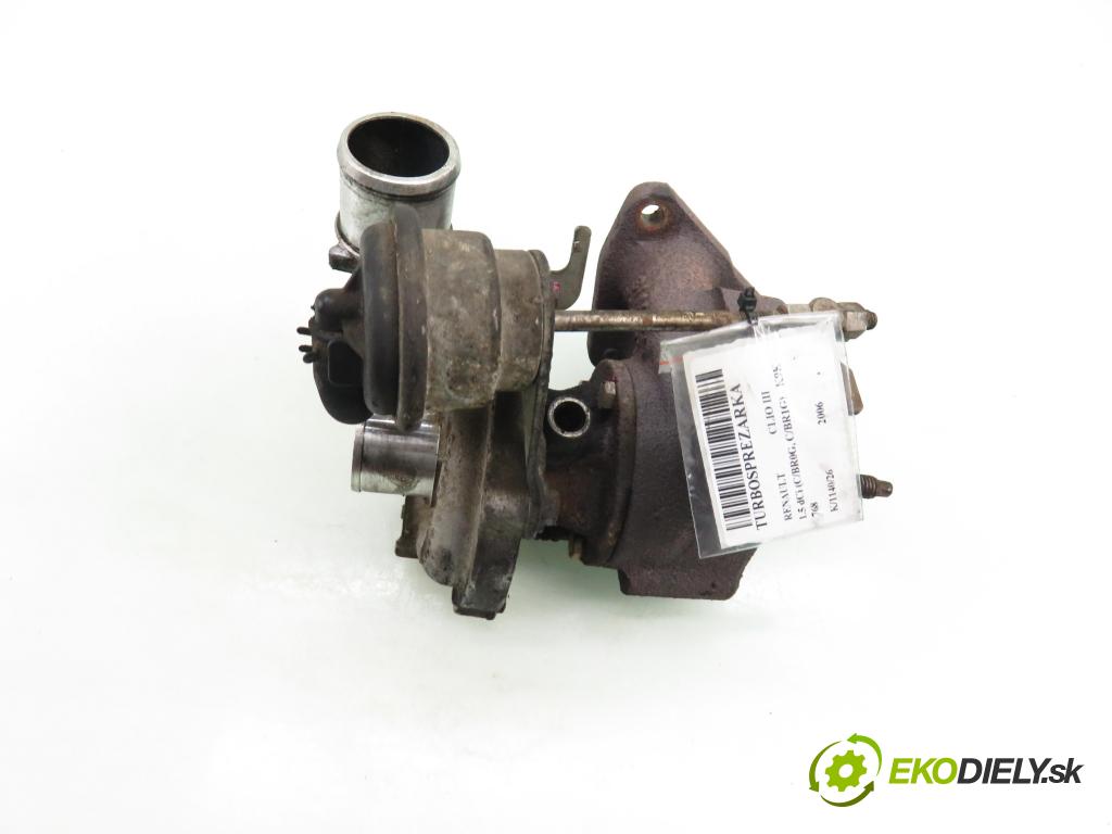 RENAULT CLIO III (BR0/1, CR0/1) HB 2006 50,00 1.5 dCi 68 - K9K 768 1461,00 Turbodúchadlo H301868 ; 507852H301868 ; 53439700011 (Turbodúchadlo (kompletné))