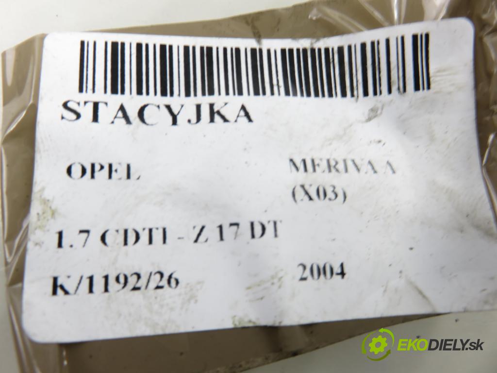 OPEL MERIVA A nadwozie wielkoprzestrzenne (MPV) (X03) HB 2004 74,00 1.7 CDTI 101 - Z 17 DT 1686,00 spínačka 90589313 ; 90589389 ; 24413106 (Spínací skříňka)