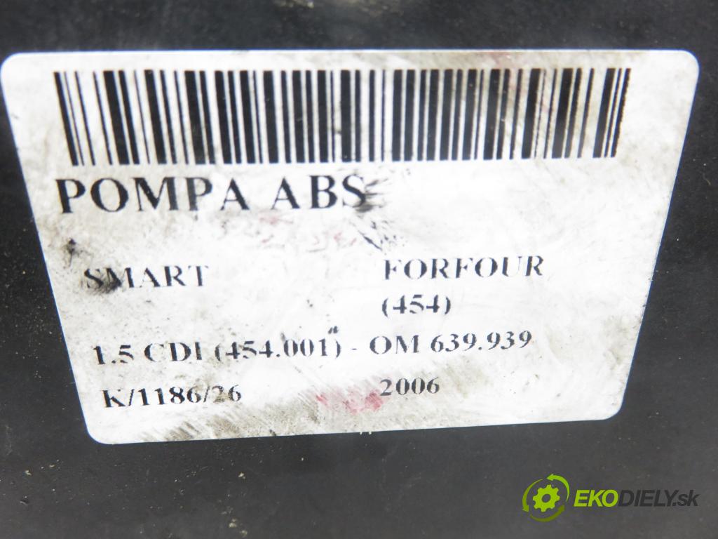 SMART FORFOUR (454) HB 2006 70,00 1.5 CDI (454.001) - OM 639.939 1493,00 Pumpa ABS 0265950588 ; 0265234498 ; A4544201675 (Pumpa ABS)