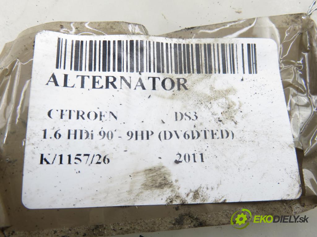 CITROEN DS3 (SA_) HB 2011 68,00 1.6 HDi 90 - 9HP (DV6DTED) 1560,00 Alternátor 9675753680 (Alternátor)