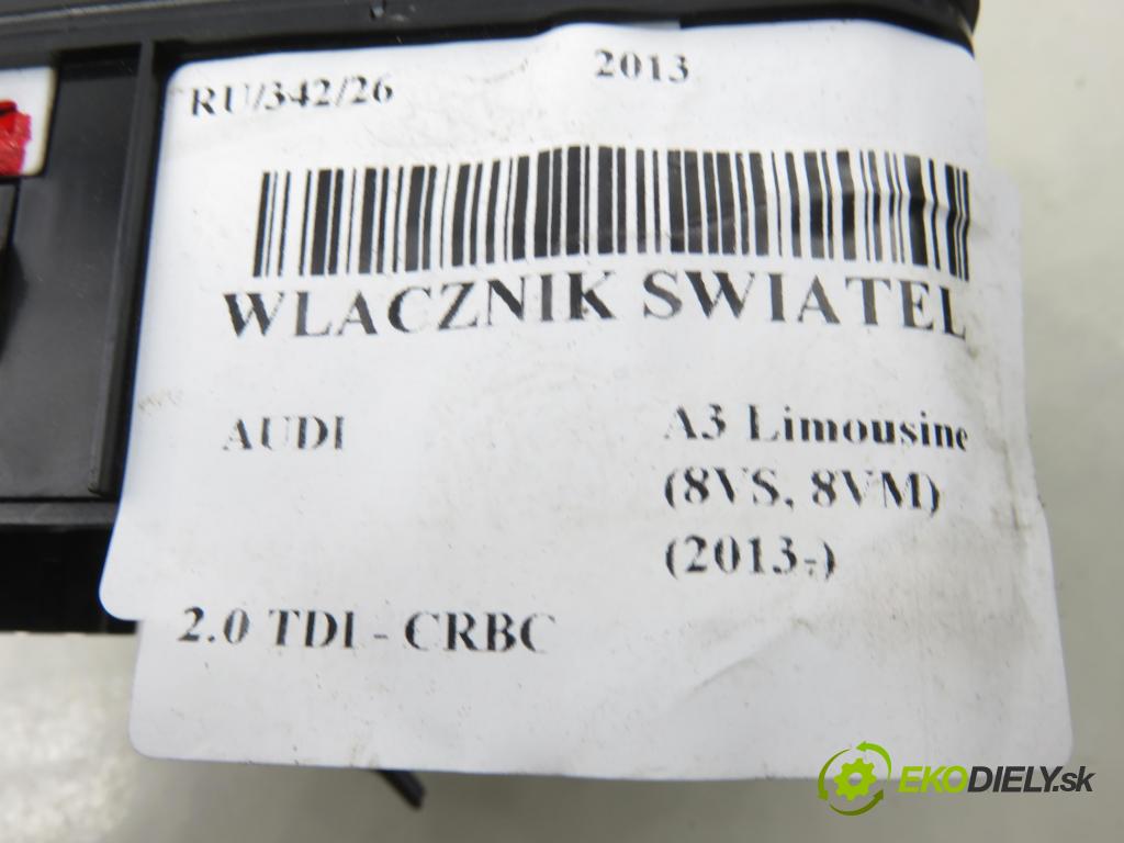 AUDI A3 Limousine (8VS, 8VM) SEDAN 2013 110,00 2.0 TDI - CRBC 1968,00 prepínač svetlá 8V0941531L
