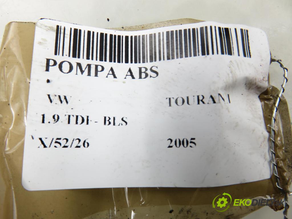 VW TOURAN (1T1, 1T2) MINIVAN 2005 77,00 1.9 TDI - BLS 1896,00 Pumpa ABS 10096003603 ; 1K0907379AA (Pumpa ABS)