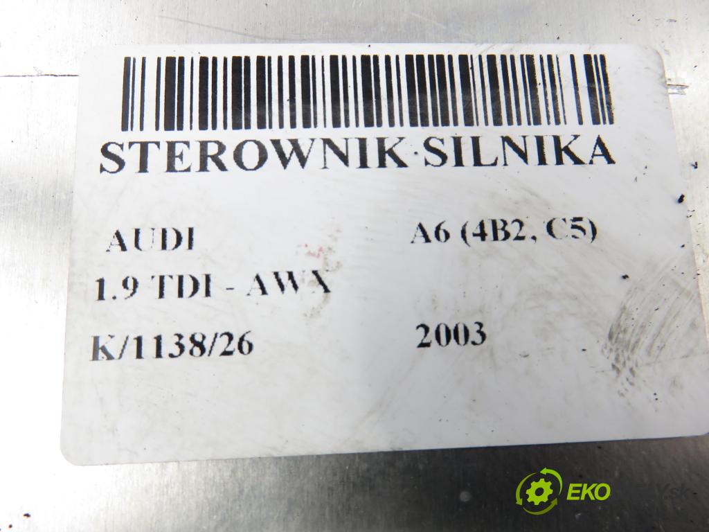 AUDI A6 (4B2, C5) SEDAN 2003 96,00 1.9 TDI - AWX 1896,00 řídící jednotka motora 0281011214 ; 038906019LL