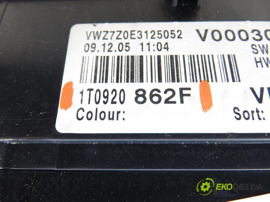VW TOURAN (1T1, 1T2) MINIVAN 2005 77,00 1.9 TDI - BLS 1896,00 Prístrojovka elektrický 1T0920862F