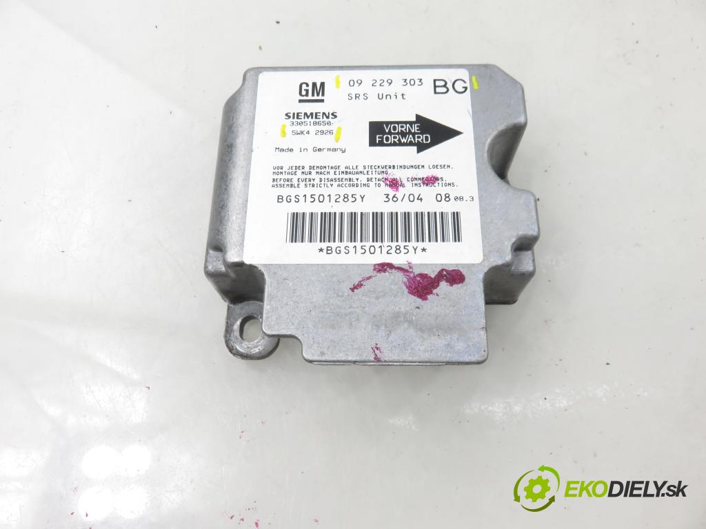 OPEL ZAFIRA A Nadwozie Wielkopojemne (MPV) (T98)  MINIVAN 2004 74,00 1.6 16V - Z 16 XE 1598,00 MODUL air BAG 09229303BG ; 5WK42926
