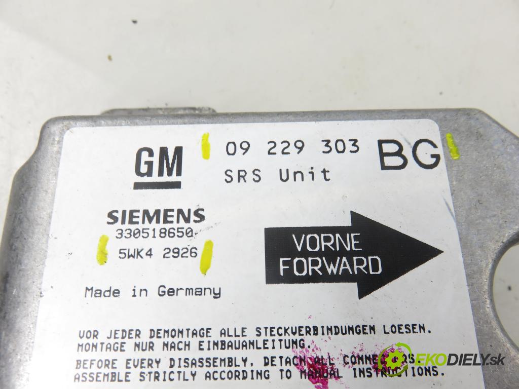 OPEL ZAFIRA A Nadwozie Wielkopojemne (MPV) (T98)  MINIVAN 2004 74,00 1.6 16V - Z 16 XE 1598,00 MODUL air BAG 09229303BG ; 5WK42926