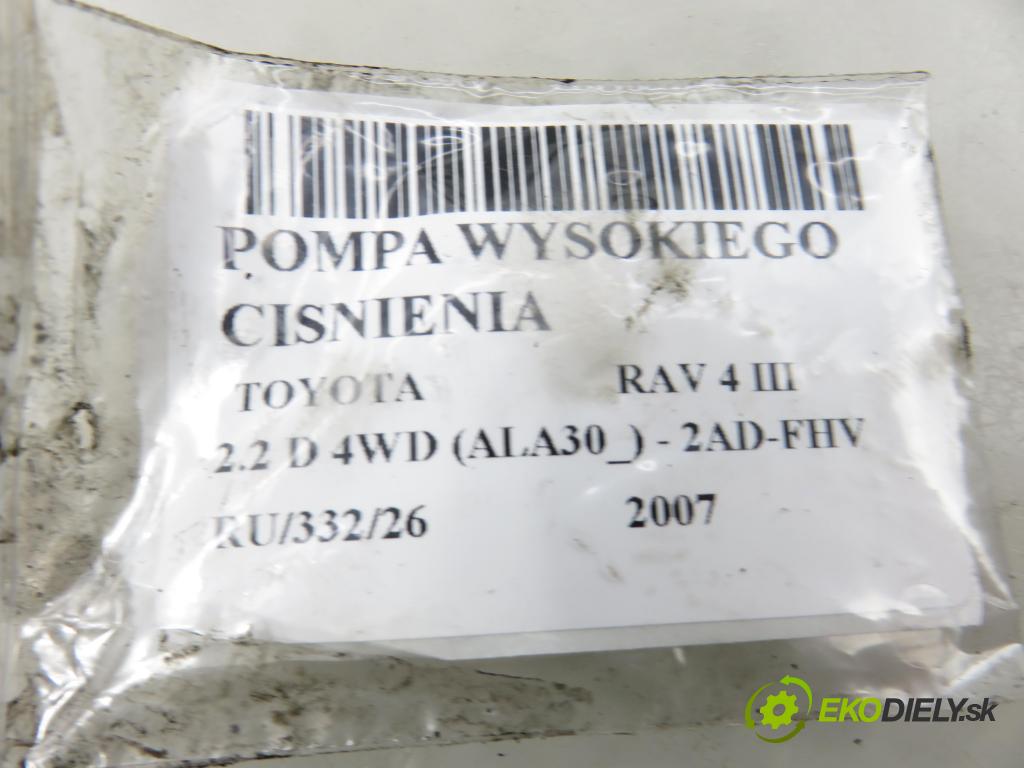TOYOTA RAV 4 III (_A3_) SUV 2007 130,00 2.2 D 4WD (ALA30_) - 2AD-FHV 2231,00 pumpa vysokého TLAK: 221000R010 ; HU2940000314