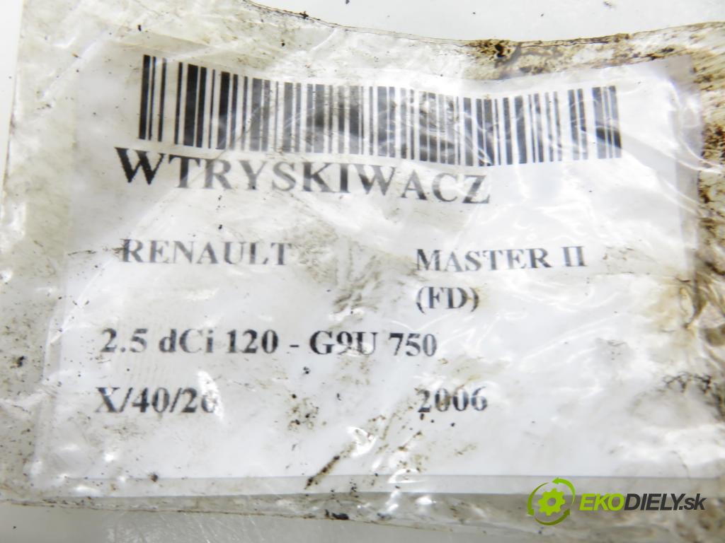 RENAULT MASTER II Skrzynia (FD) FURGON 2006 84,00 2.5 dCi 120 - G9U 750 2464,00 vstřikovač 0445110087 ; 8200101135 (Vstřikovač paliva)